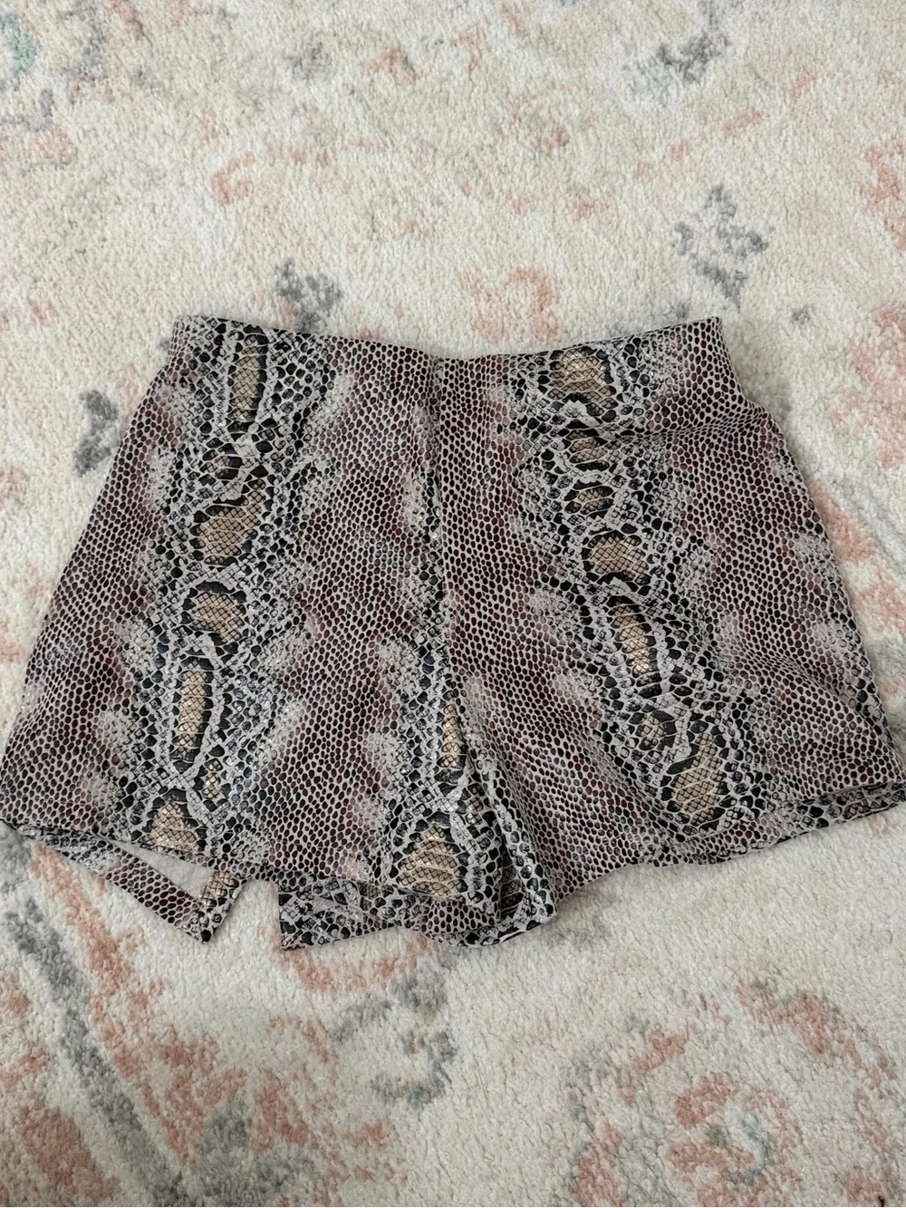 Snake Print Mini Skort with Button Detail